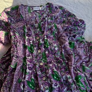 Pretty Spring Floral Vintage Style Button Front Tie Back Dress